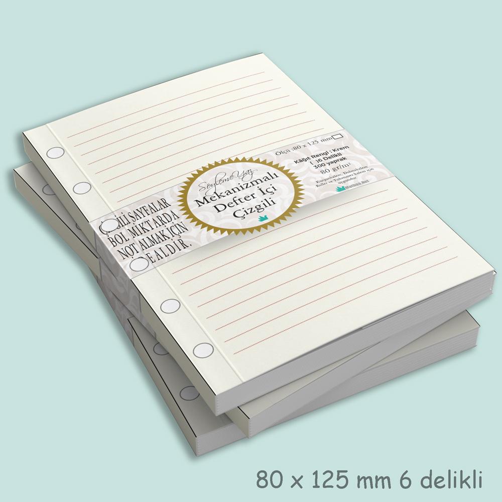 Çizgili 6 Delikli Defter İçi 8 x 12,5 cm